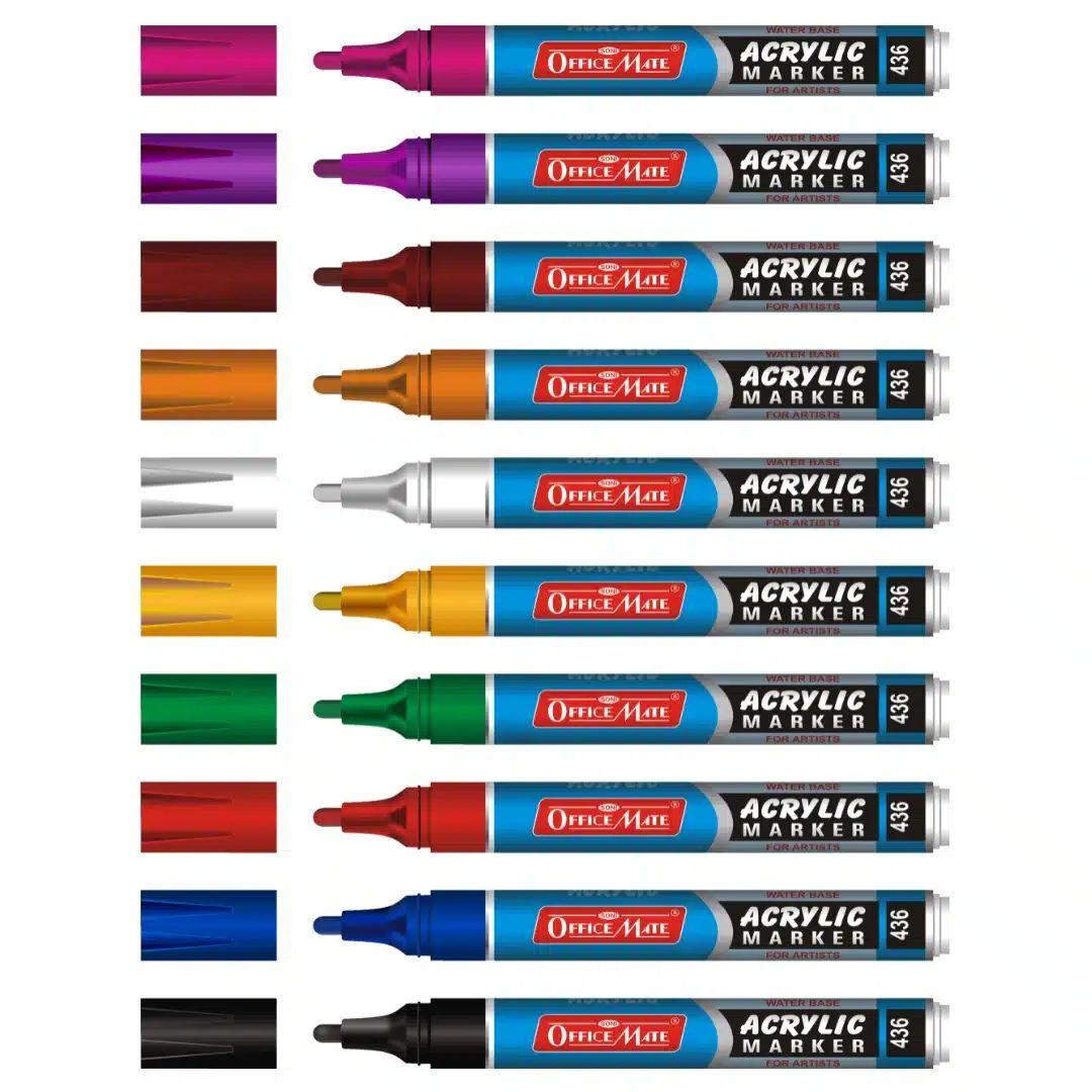 Soni Officemate Water Base Acrylic Regular Tip Marker - Pack of 10