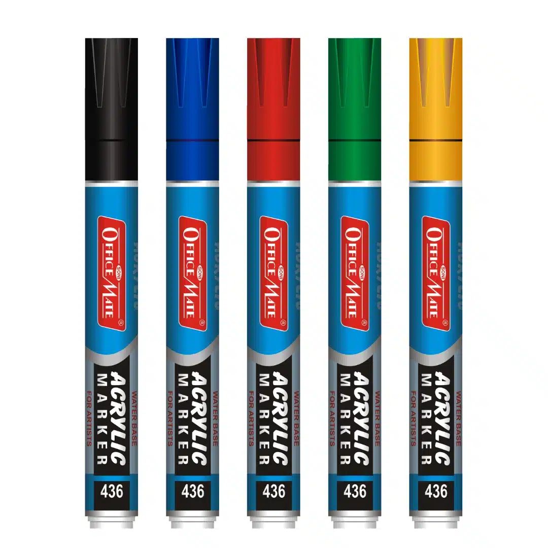 Soni Officemate Water Base Acrylic Regular Tip Marker - Pack of 5