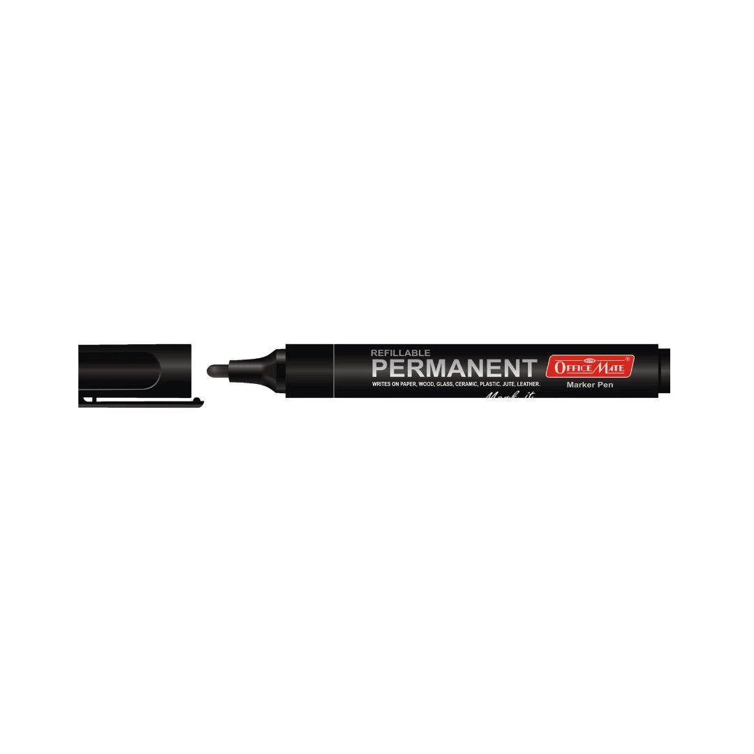 Soni Officemate Refillable - Permanent Marker - Bullet Tip (4.43 MM) - Black