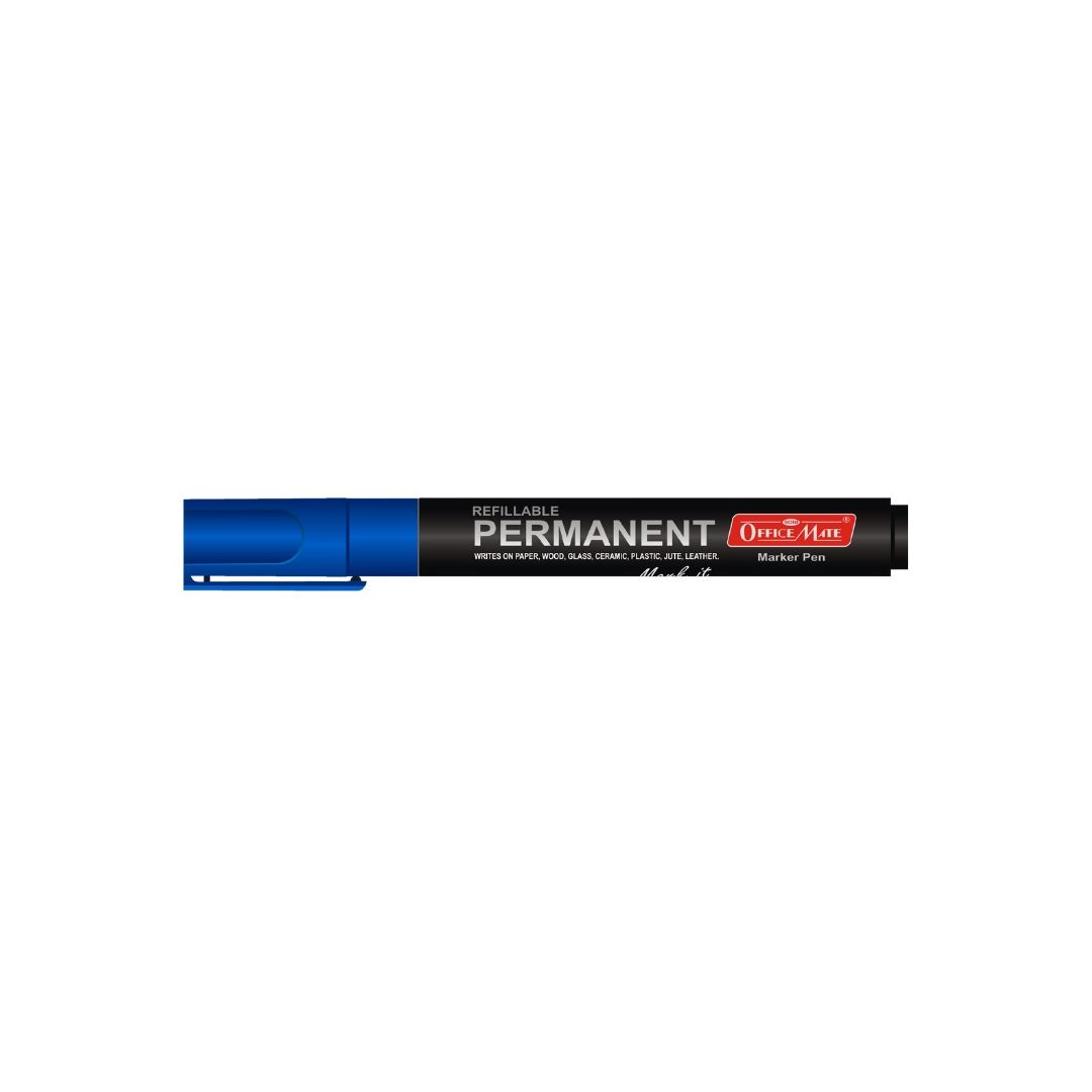 Soni Officemate Refillable - Permanent Marker - Bullet Tip (4.43 MM) - Blue