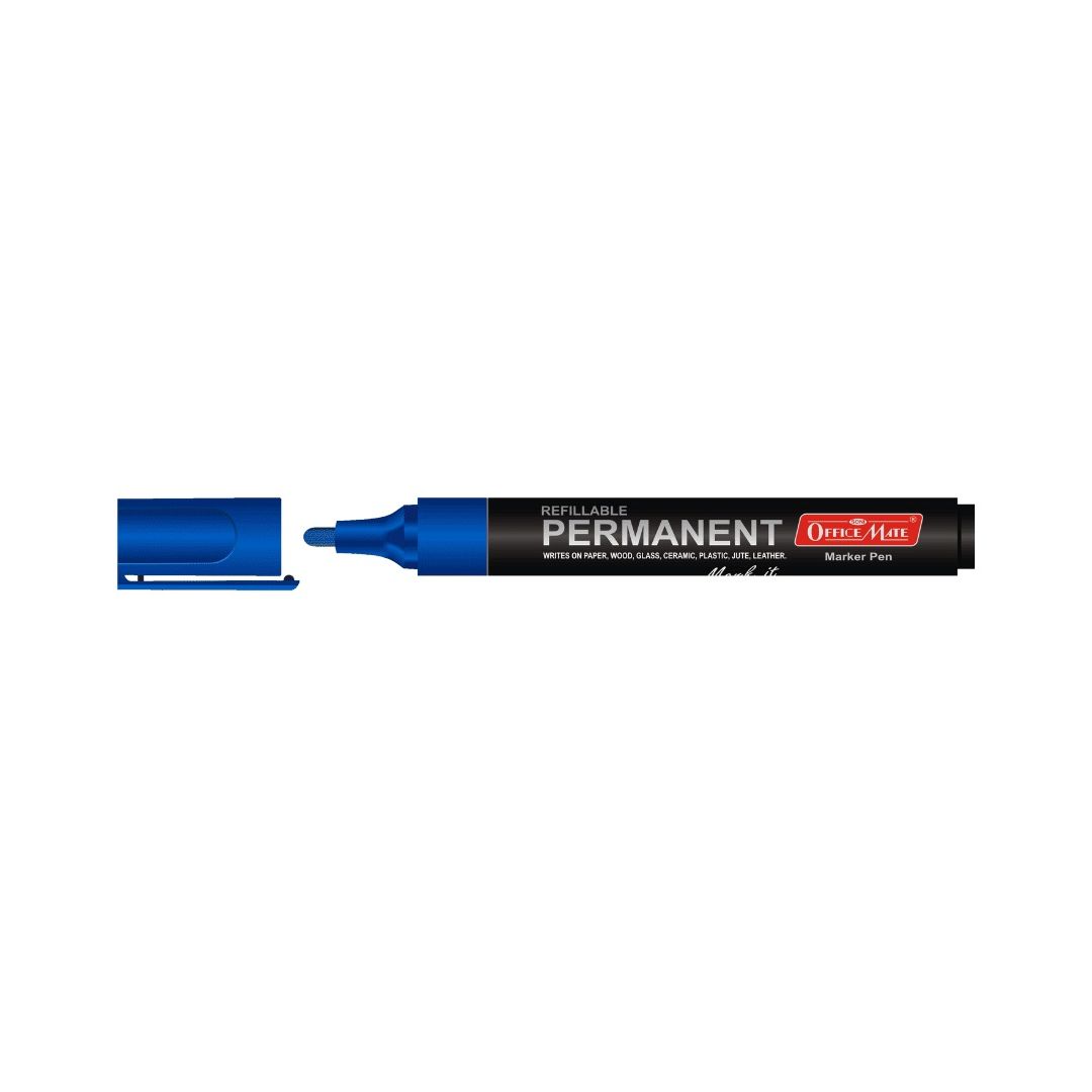 Soni Officemate Refillable - Permanent Marker - Bullet Tip (4.43 MM) - Blue