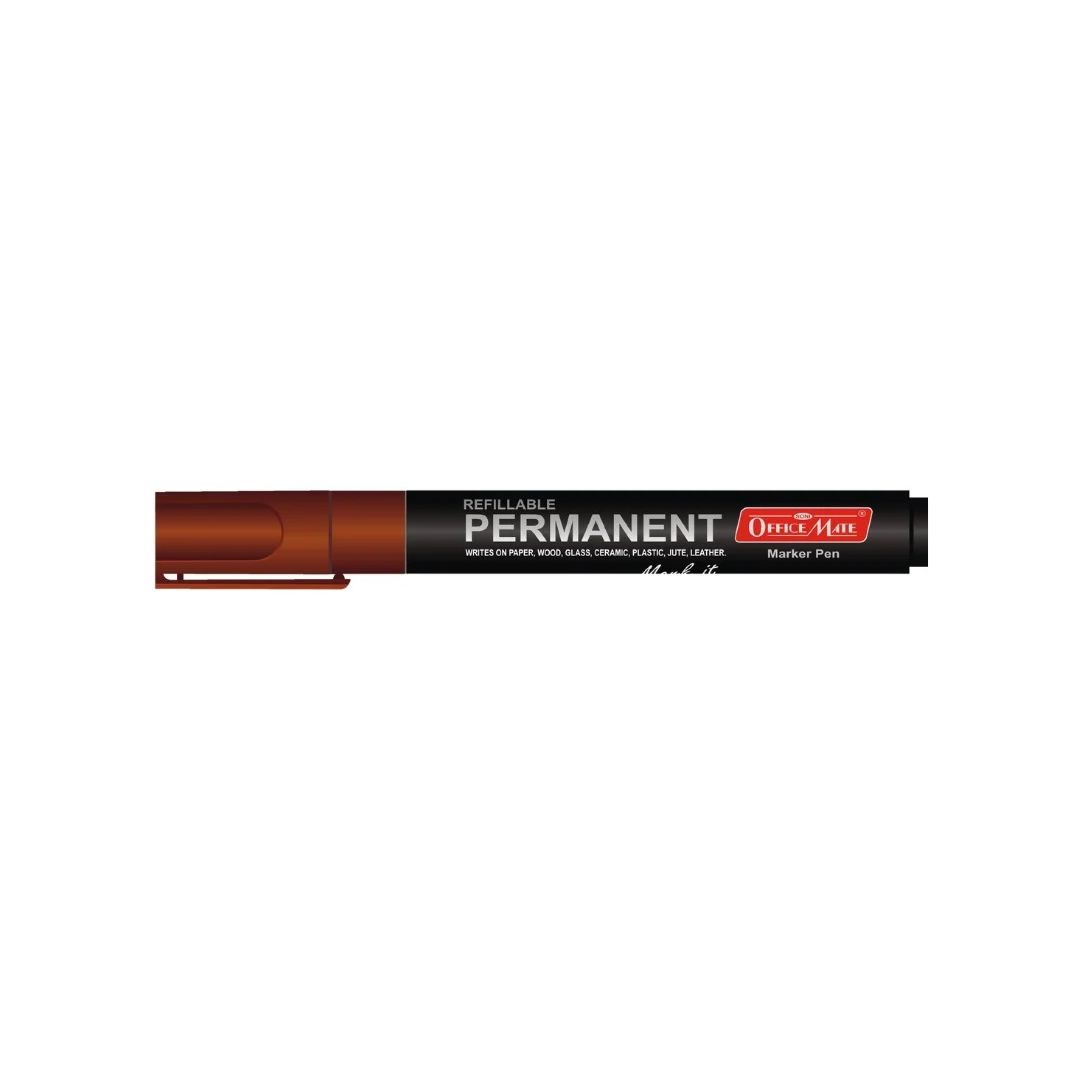 Soni Officemate Refillable - Permanent Marker - Bullet Tip (4.43 MM) - Brown