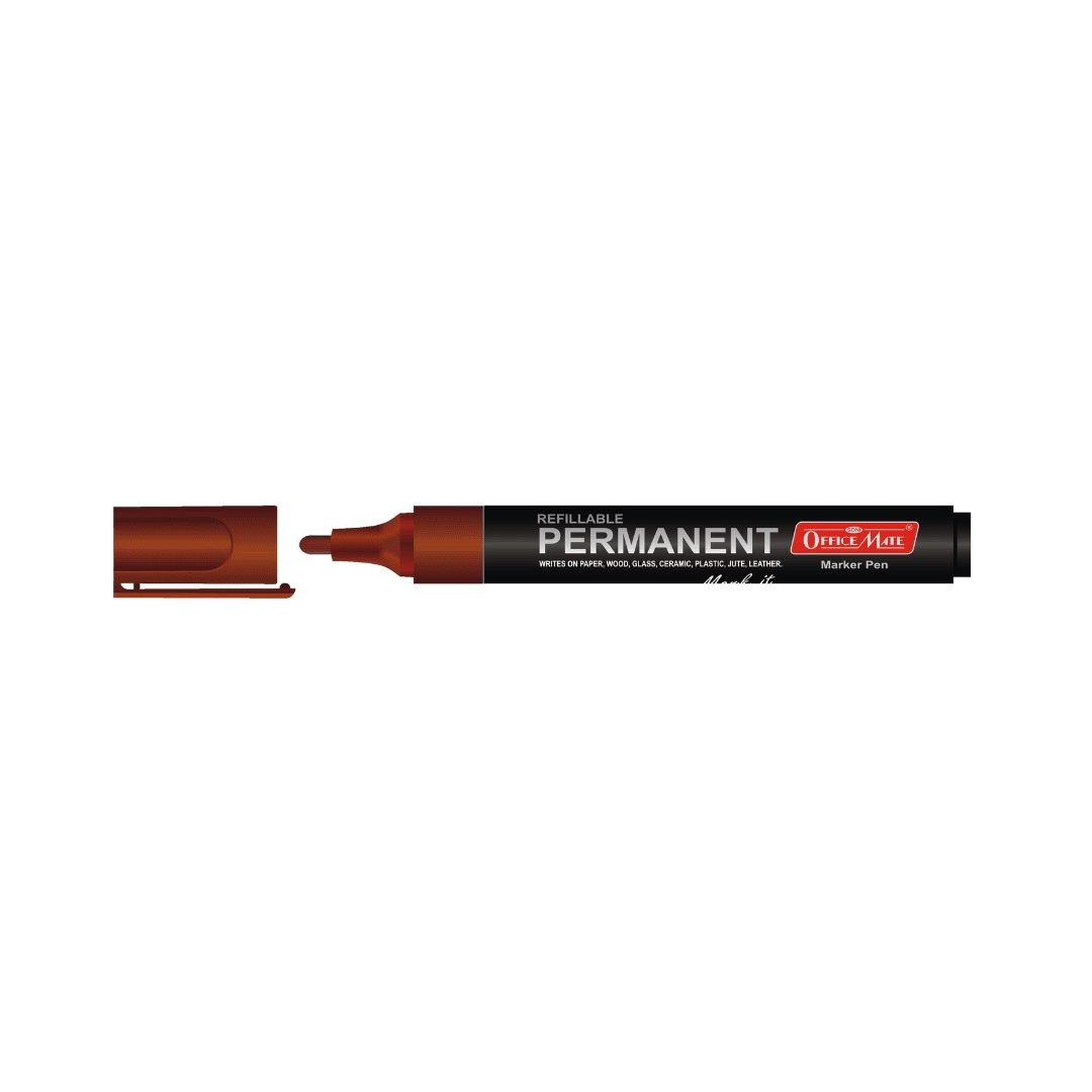 Soni Officemate Refillable - Permanent Marker - Bullet Tip (4.43 MM) - Brown