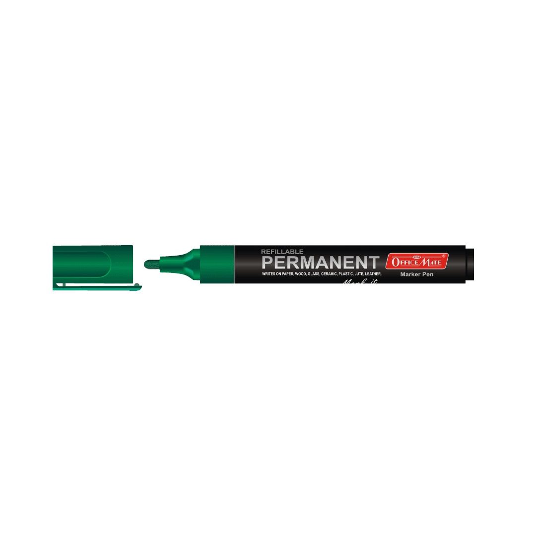 Soni Officemate Refillable - Permanent Marker - Bullet Tip (4.43 MM) - Green