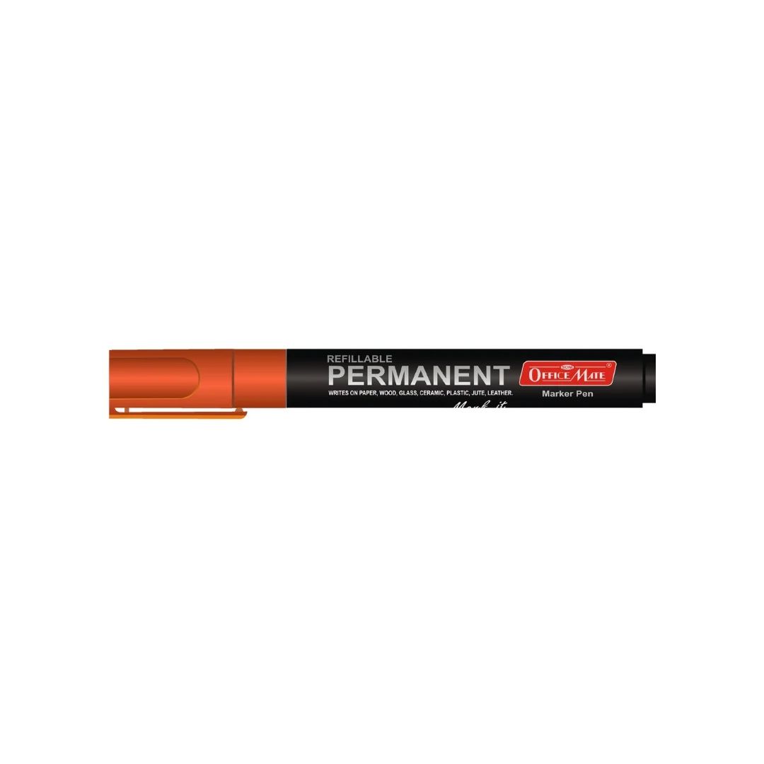 Soni Officemate Refillable - Permanent Marker - Bullet Tip (4.43 MM) - Orange