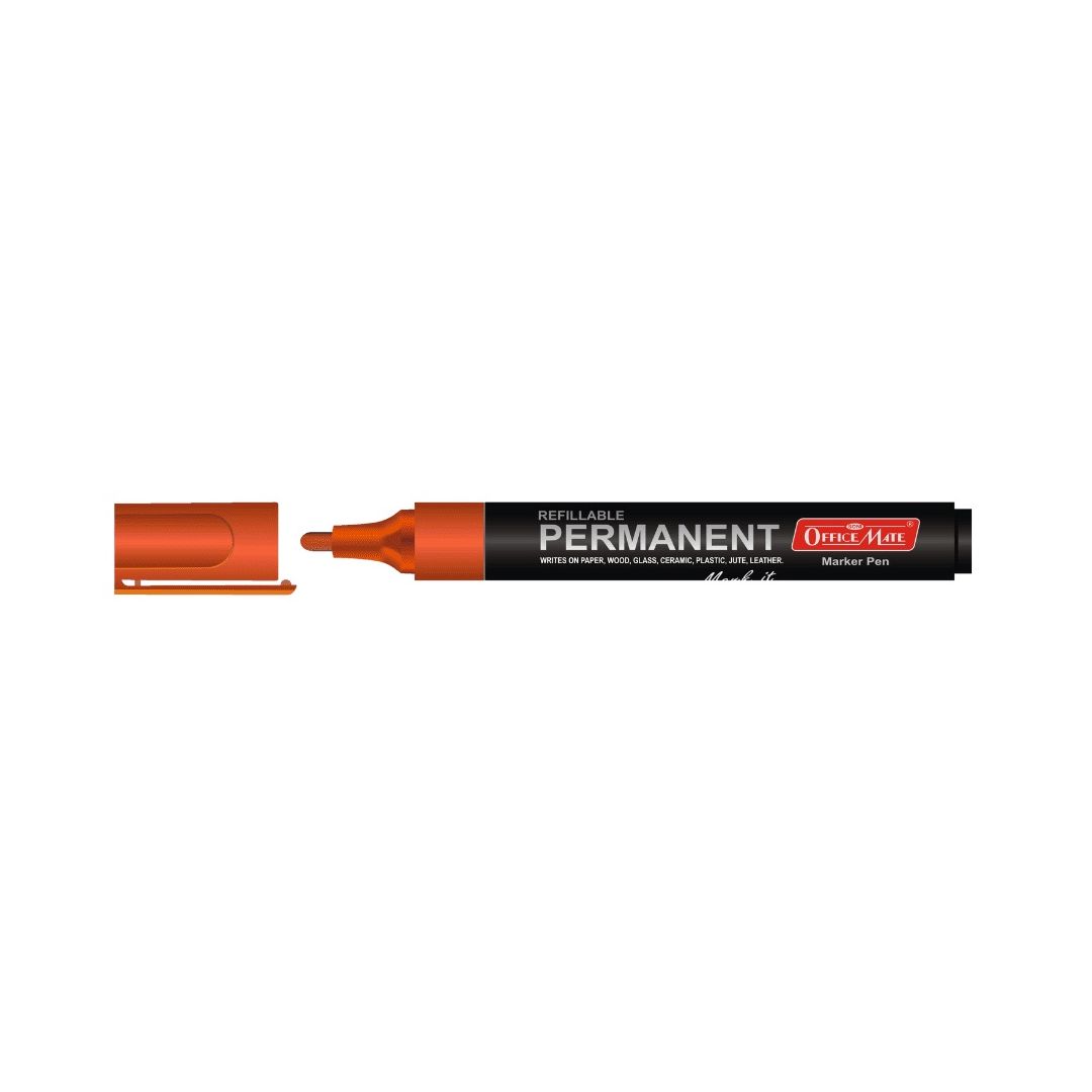 Soni Officemate Refillable - Permanent Marker - Bullet Tip (4.43 MM) - Orange