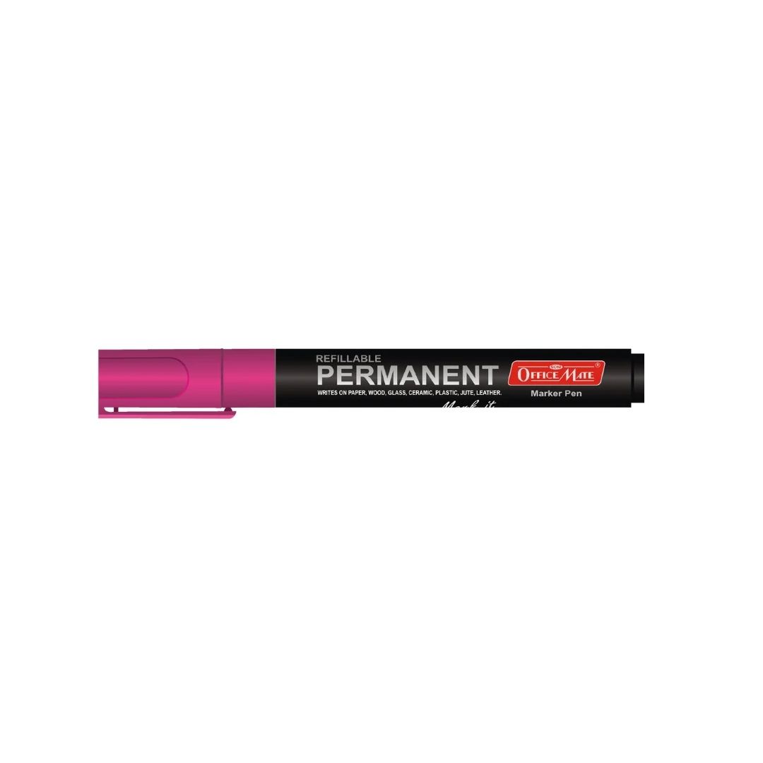 Soni Officemate Refillable - Permanent Marker - Bullet Tip (4.43 MM) - Pink