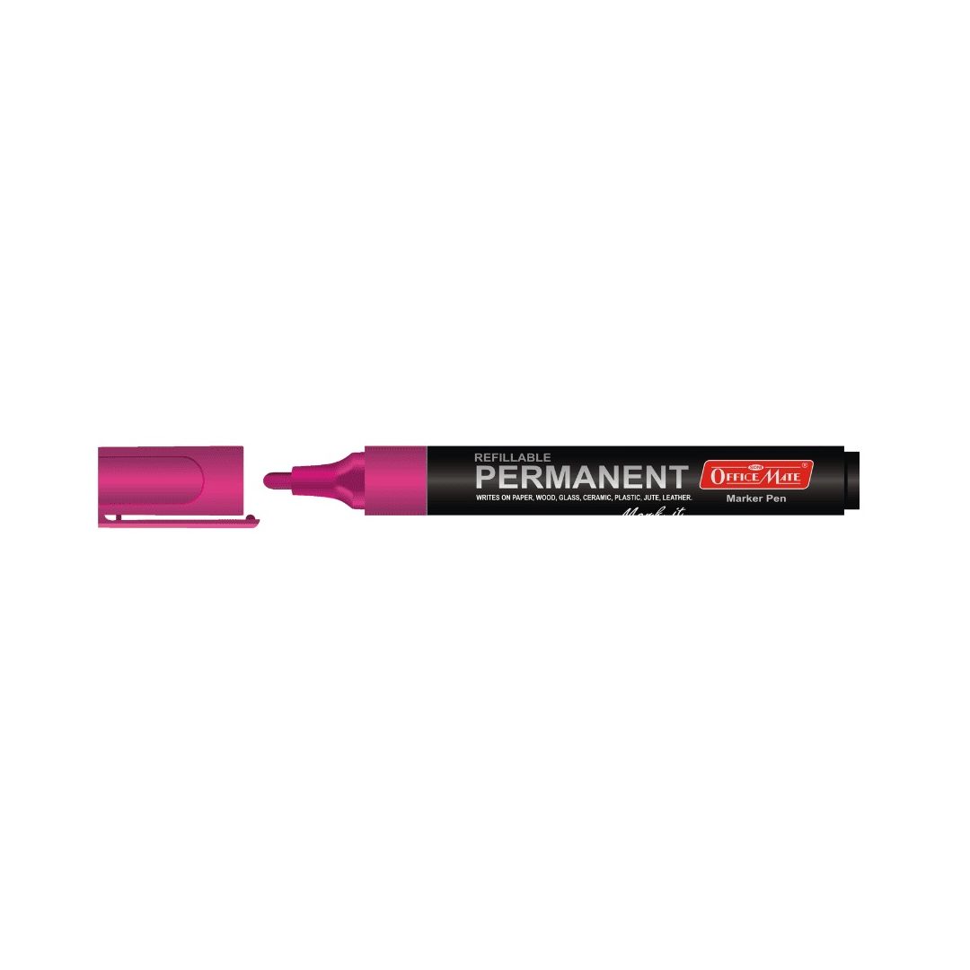 Soni Officemate Refillable - Permanent Marker - Bullet Tip (4.43 MM) - Pink