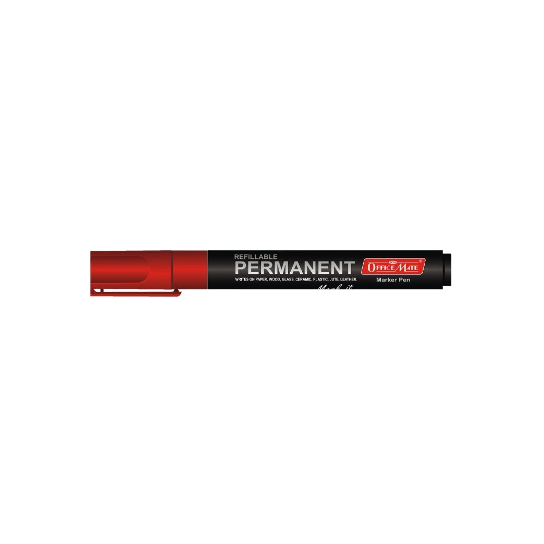 Soni Officemate Refillable - Permanent Marker - Bullet Tip (4.43 MM) - Red