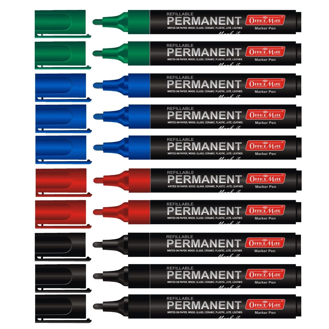 Soni Officemate Refillable - Regular Permanent Marker - Pack of 10