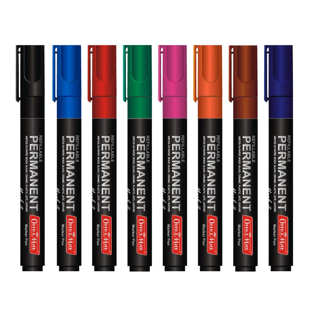 Soni Officemate Refillable - Regular Permanent Marker - PP Box Pack of 8