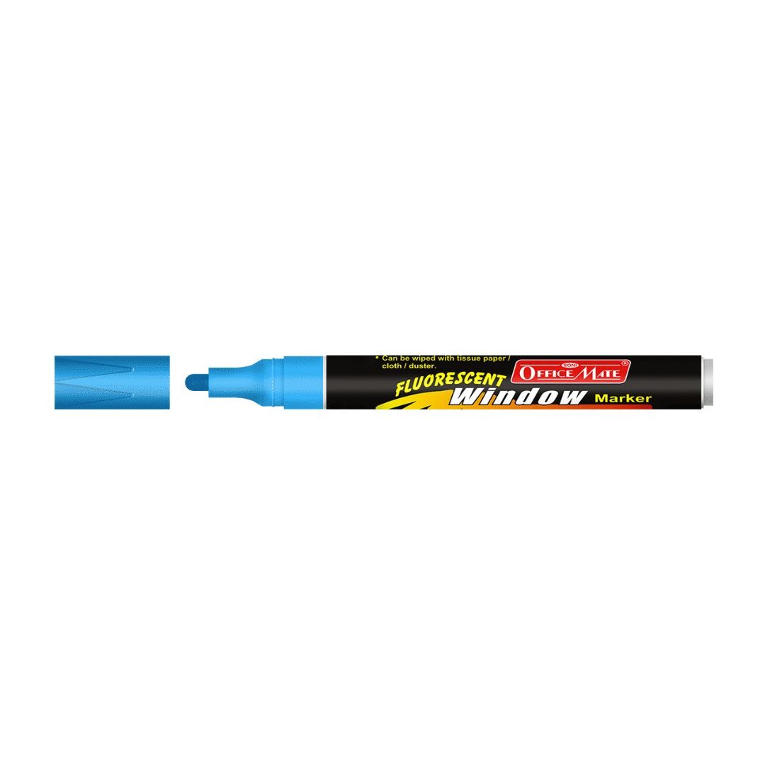 Soni Officemate Liquid Chalk Marker - Bullet Tip (4.5 MM) - Fluorescent Blue