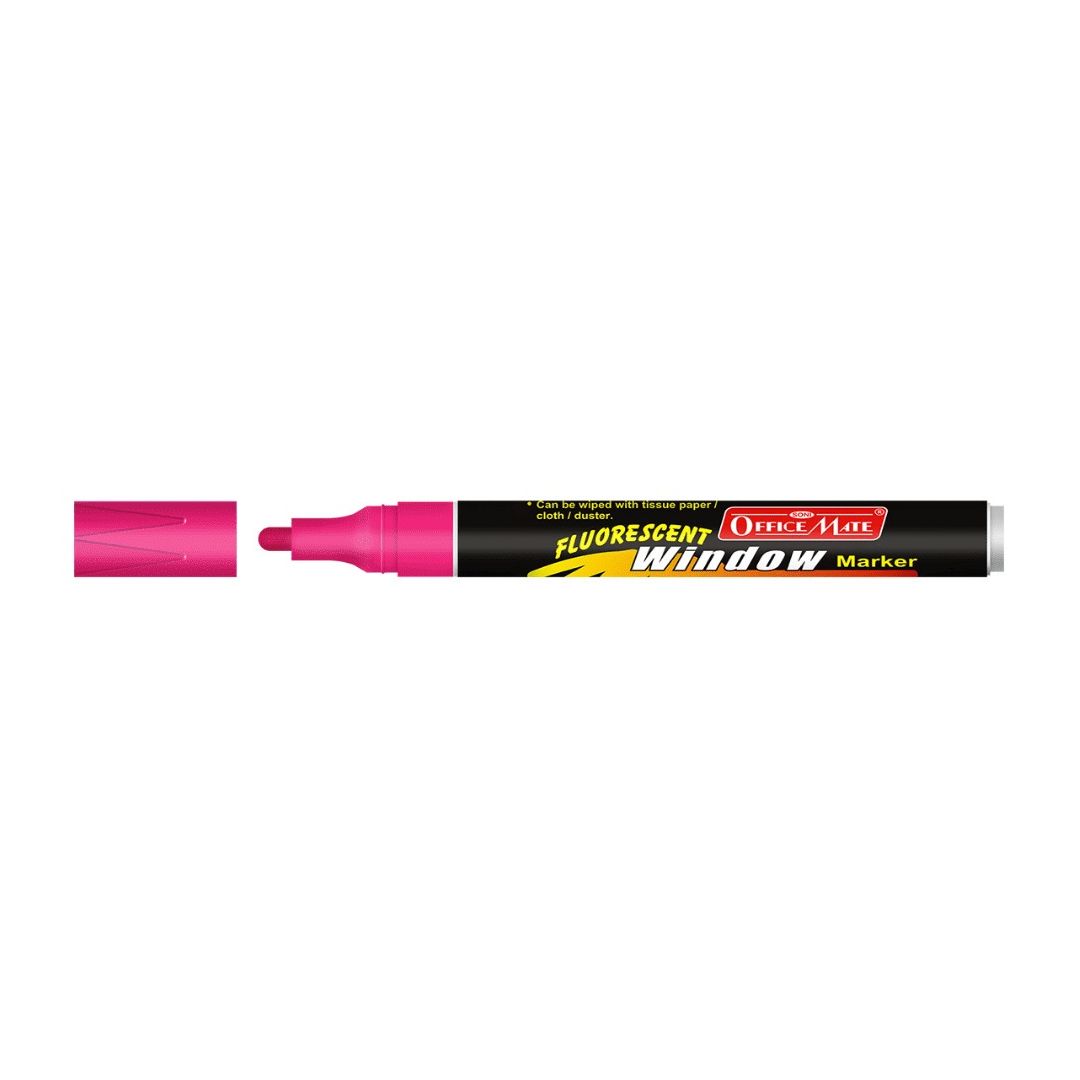 Soni Officemate Liquid Chalk Marker - Bullet Tip (4.5 MM) - Fluorescent Pink