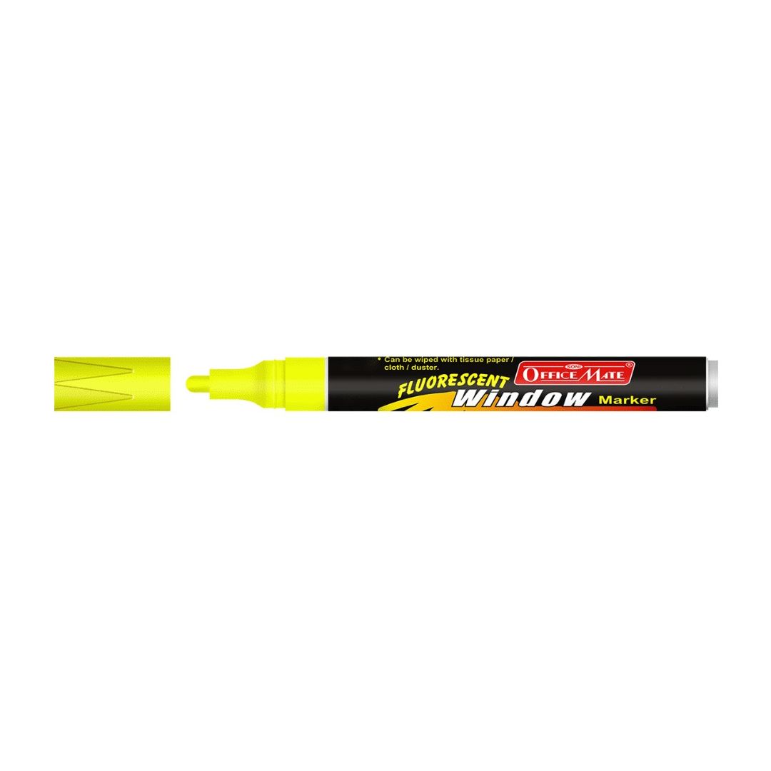 Soni Officemate Liquid Chalk Marker - Bullet Tip (4.5 MM) - Fluorescent Yellow