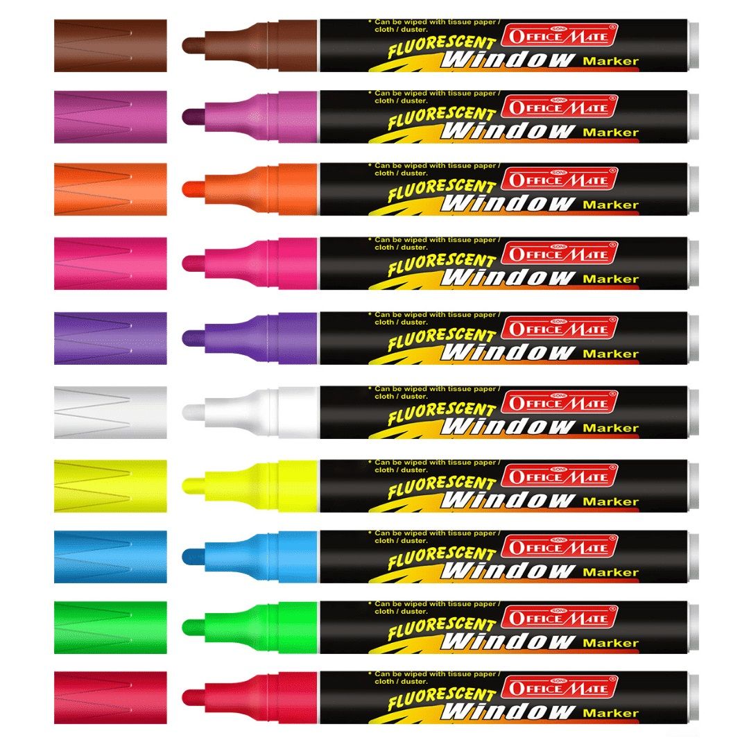 Soni Officemate Liquid Chalk Regular Marker - Pack of 10