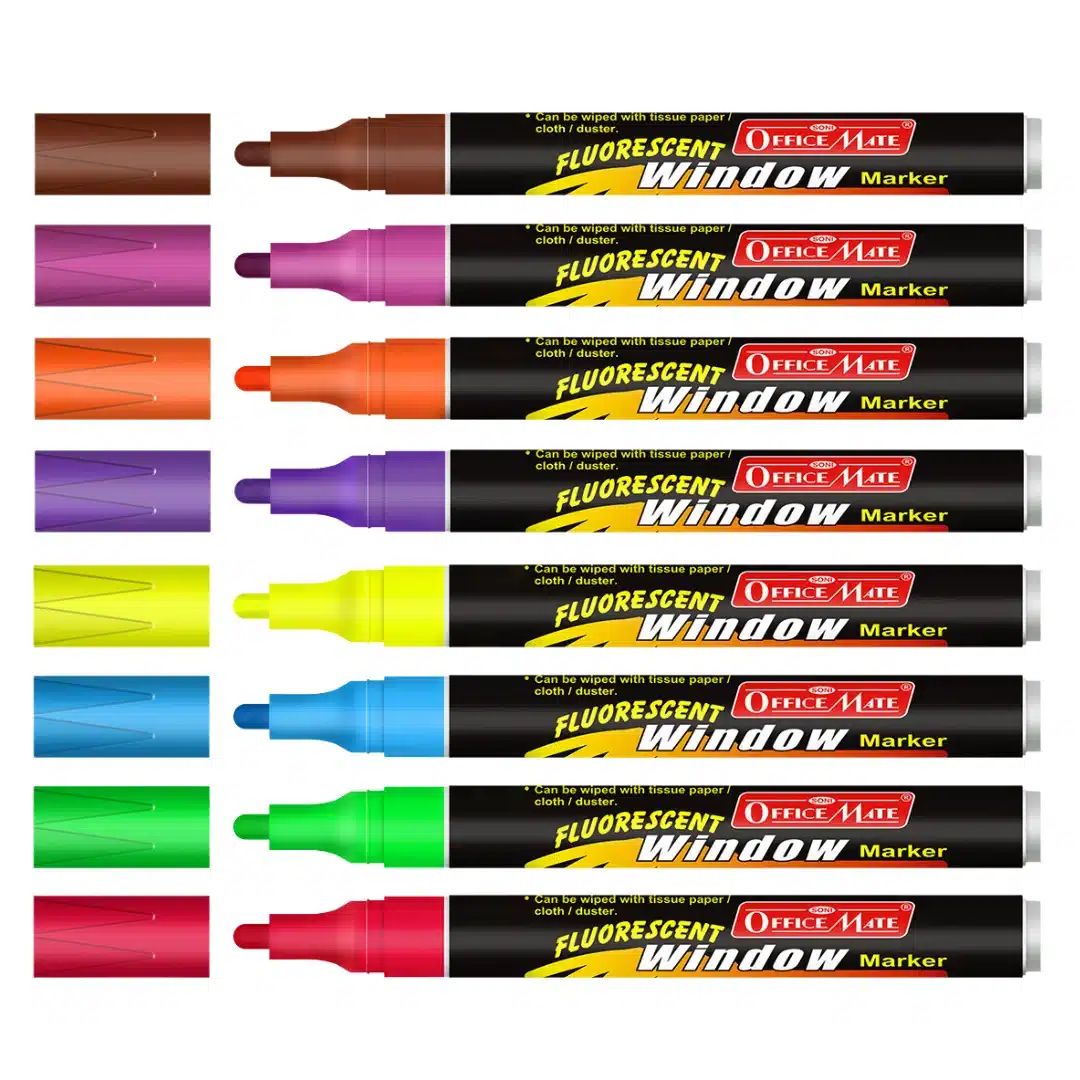 Soni Officemate Liquid Chalk Regular Marker - Pack of 8