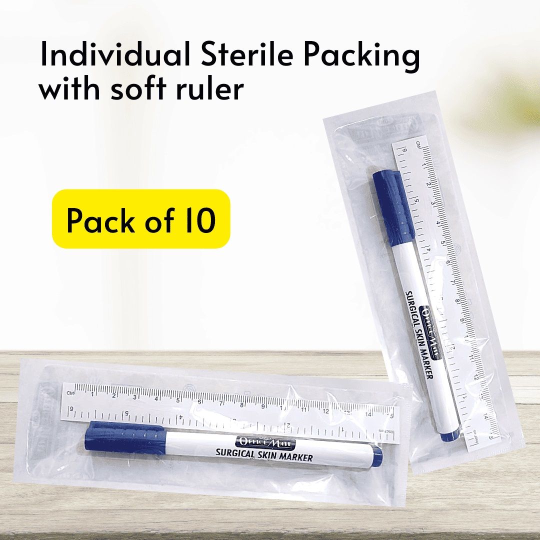 Soni Officemate Surgical Skin Body Marker Pens - Fine Tip - Pack of 10