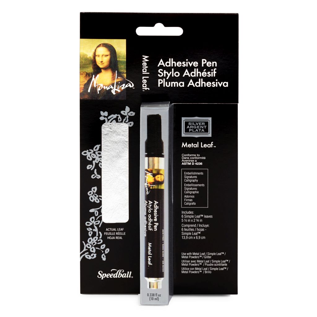 Speedball Monalisa Metal Leaf - Adhesive Pen + Simple Leaf Silver Kit