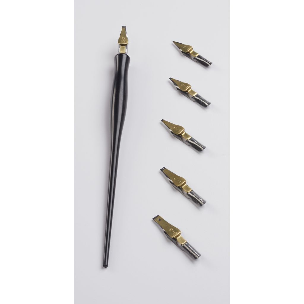 Speedball Nib & Pen Holder Set - C-Series - Set of 6 Nibs + Standard Holder