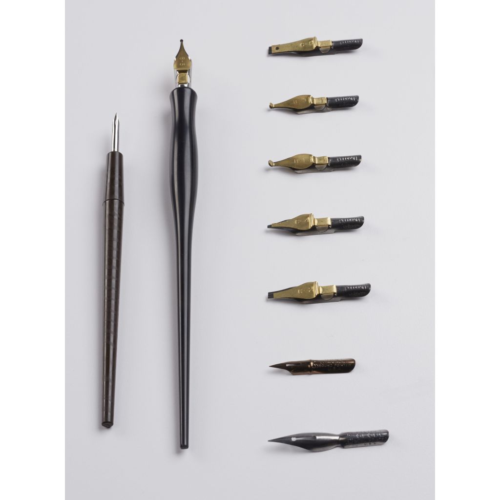 Speedball Nib & Pen Holder Set - Artist Pen Set - 9 Nibs + Standard & Crowquill Holder