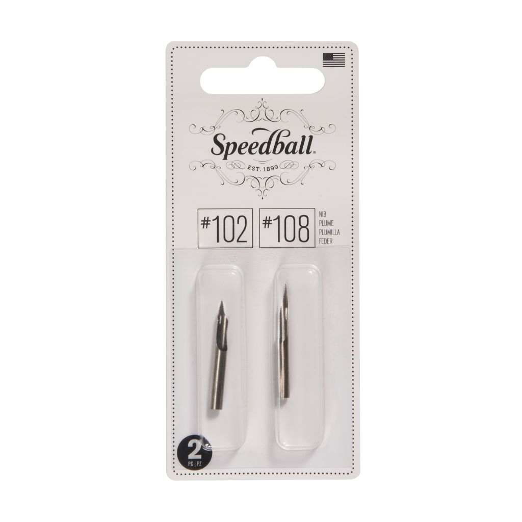 SpeedBall Standard Point Dip Pen - Blister Pack of 2 - 102/108 - Crow & Litho Hawk Quill Nib