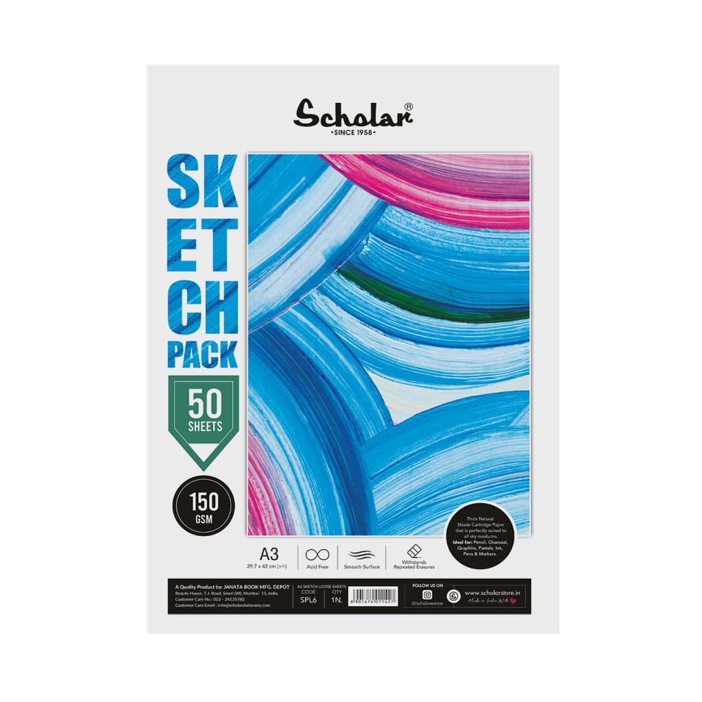 Artway Softback Sketch Book - A3 Size, Pack Of 6, 130gsm White Cartridge Paper - View #10