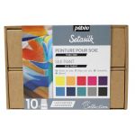 Pébéo - Setasilk Collection Set – Schilderen op zijde – 10 flessen met 45 ml pipet 2 Gutta met water 20 ml accessoires
