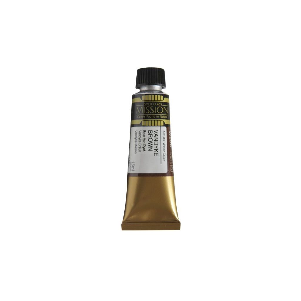 Mijello Mission Gold Class Professional Grade Extra-Fine Watercolour  - Van Dycke Brown (566) - 15 ML