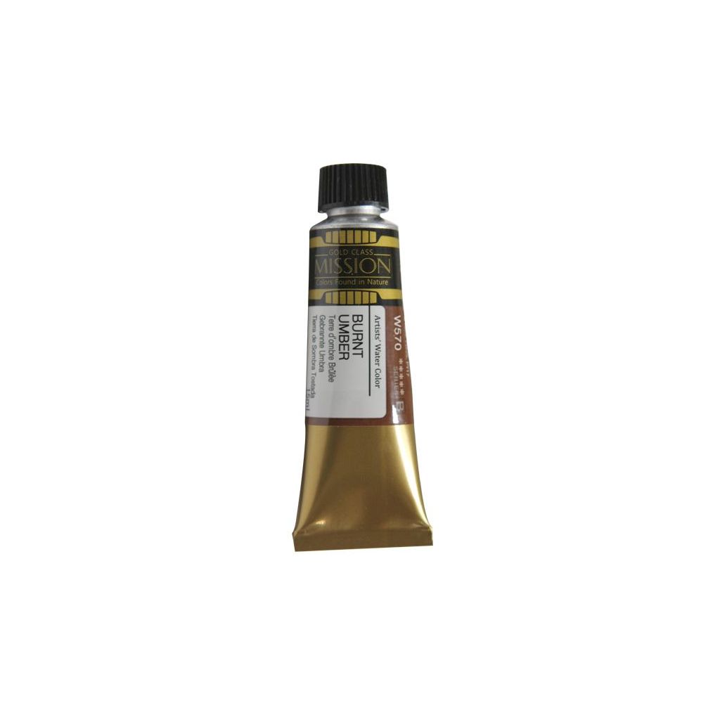 Mijello Mission Gold Class Professional Grade Extra-Fine Watercolour  - Burnt Umber (570) - 15 ML