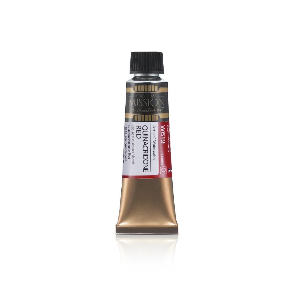 Mijello Mission Gold Class Professional Grade Extra-Fine Watercolour  - Quinacridone Red (619) - 15 ML