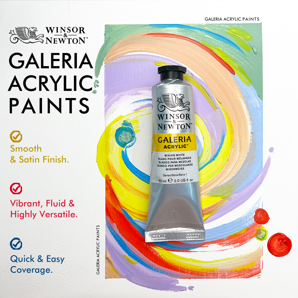 Winsor & Newton Galeria Colore Acrilico 60 Ml, Argento, Qualità Professionale - 5
