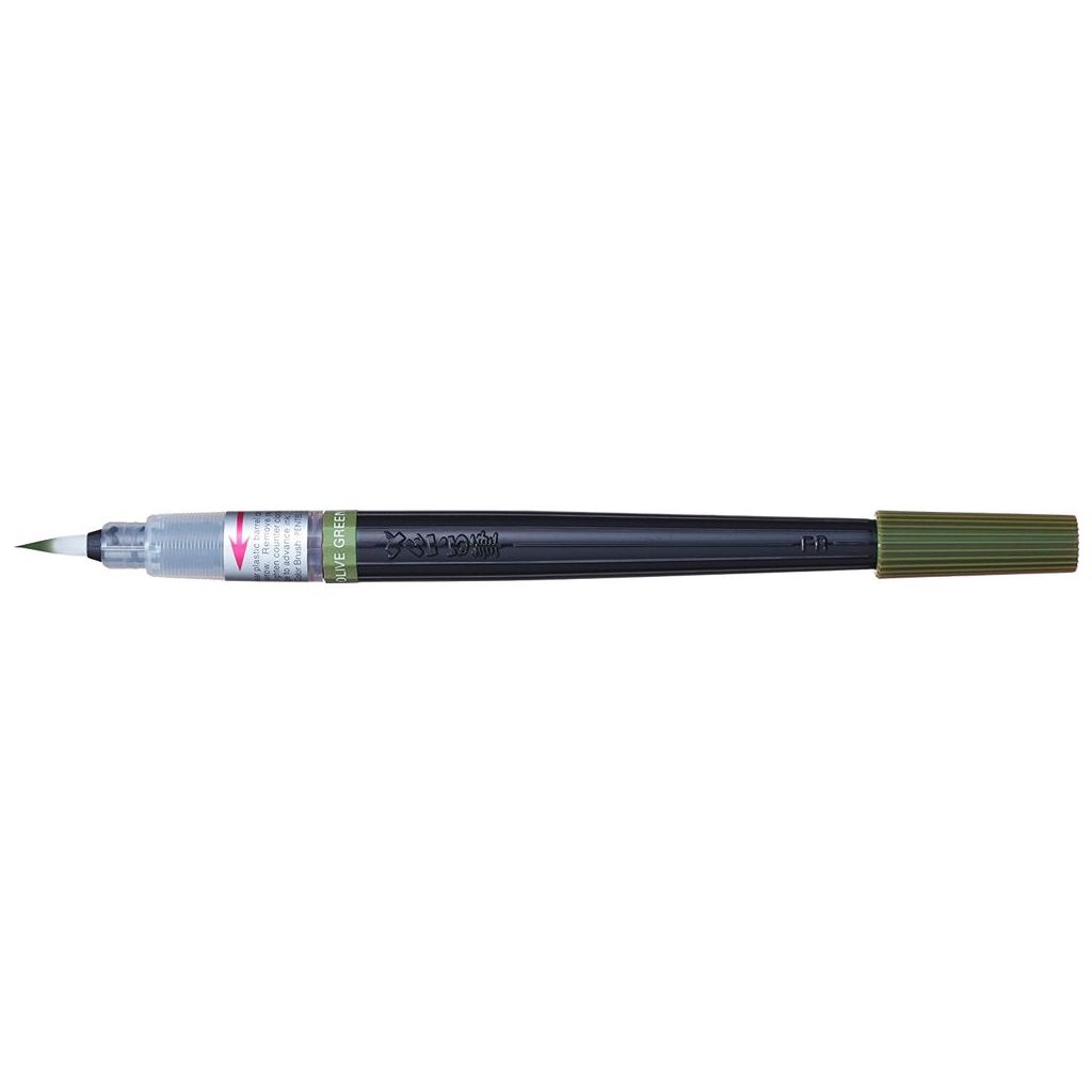 Pentel Colour Brush Pen - Water-based Ink - Olive Green