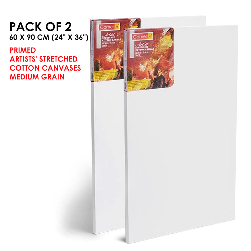 Camel Stretched Cotton Canvas Medium Grain - 24" x 36" Pack of 2| Art ...