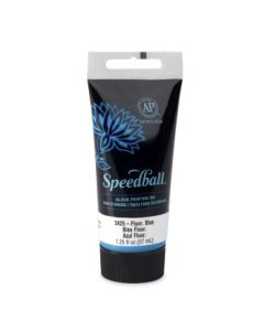 Speedball Water-Soluble Block Printing Ink Fluorescent Blue - Tube of 1.25 Oz / 37 ML