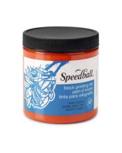 Speedball Water-Soluble Block Printing Ink Orange - Jar of 8 Oz / 237 ML