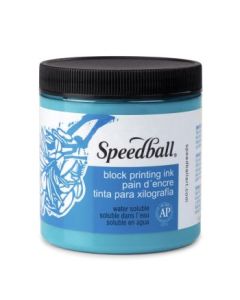 Speedball Water-Soluble Block Printing Ink Turquoise - Jar of 8 Oz / 237 ML