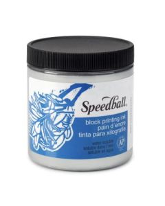 Speedball Water-Soluble Block Printing Ink Silver - Jar of 8 Oz / 237 ML