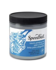 Speedball Water-Soluble Block Printing Ink Pewter - Jar of 8 Oz / 237 ML