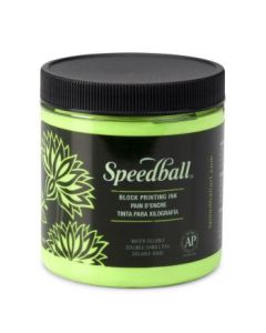 Speedball Water-Soluble Block Printing Ink Fluorescent Lime Green - Jar of 8 Oz / 237 ML