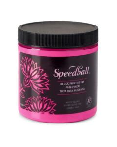 Speedball Water-Soluble Block Printing Ink Fluorescent Magenta - Jar of 8 Oz / 237 ML