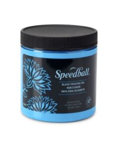 Speedball Water-Soluble Block Printing Ink Fluorescent Blue - Jar of 8 Oz / 237 ML