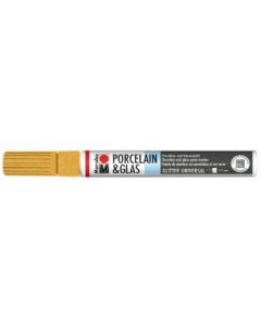 Marabu Porcelain & Glass Paint Marker - Universal Tip 1 - 2 MM - Glitter Gold (584)