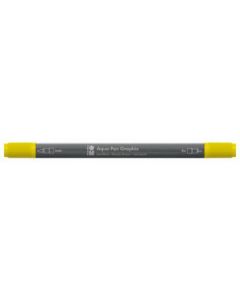 Marabu Aqua Pen Graphix Watercolour Felt Tip Pen - Dual Tip (Fine + Brush) - Yellow (019)