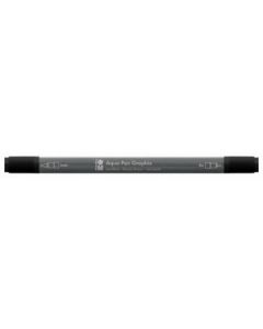 Marabu Aqua Pen Graphix Watercolour Felt Tip Pen - Dual Tip (Fine + Brush) - Black (073)