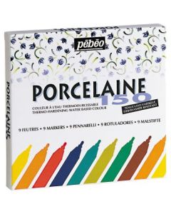 Pebeo Porcelaine 150 Paint Marker - Bullet Tip (1.2 mm) - Assorted Set of 9 Colours