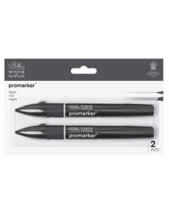 Winsor & Newton ProMarker - Twin Tip - Alcohol Based - Black - Pack of 2