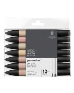 Winsor & Newton ProMarker - Twin Tip - Broad+Chisel - Alcohol Based - Skin Tones Set 12+1