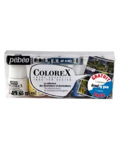 Pebeo Colorex Watercolour Inks - Box of 5 Assorted 45 ML Bottles with Drawing Gum Marker