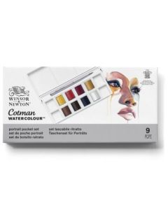 Winsor & Newton Cotman Water Colour - Portrait Pocket Set - 8 Half Pans with Brush