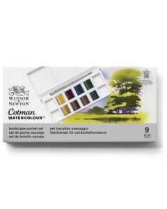 Winsor & Newton Cotman Water Colour - Landscape Pocket Set - 8 Half Pans with Brush